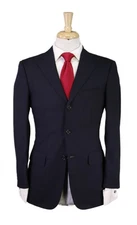 Paul Stuart Solid Navy Blue 3-Btn Wool Suit 36S