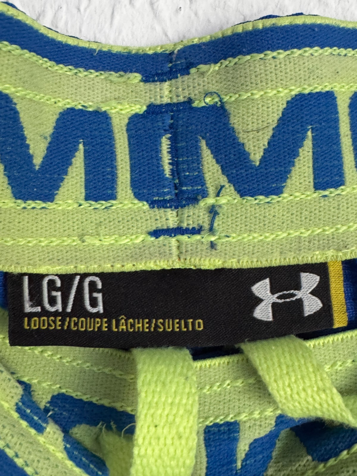 Under Armour Men's Loose Fit Training Shorts - Royal Blue/Lime - Size Large image 5