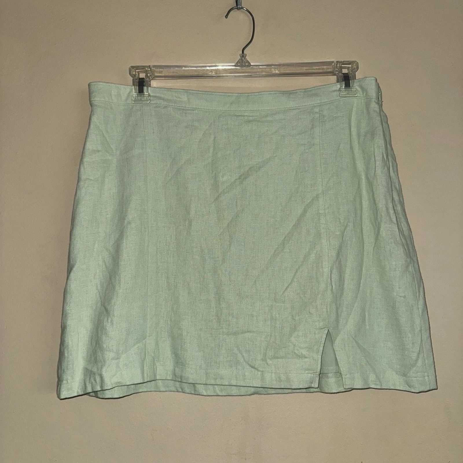 Abercrombie & Fitch Mint Green Linen Blend Mini Skirt Size XL NWT!