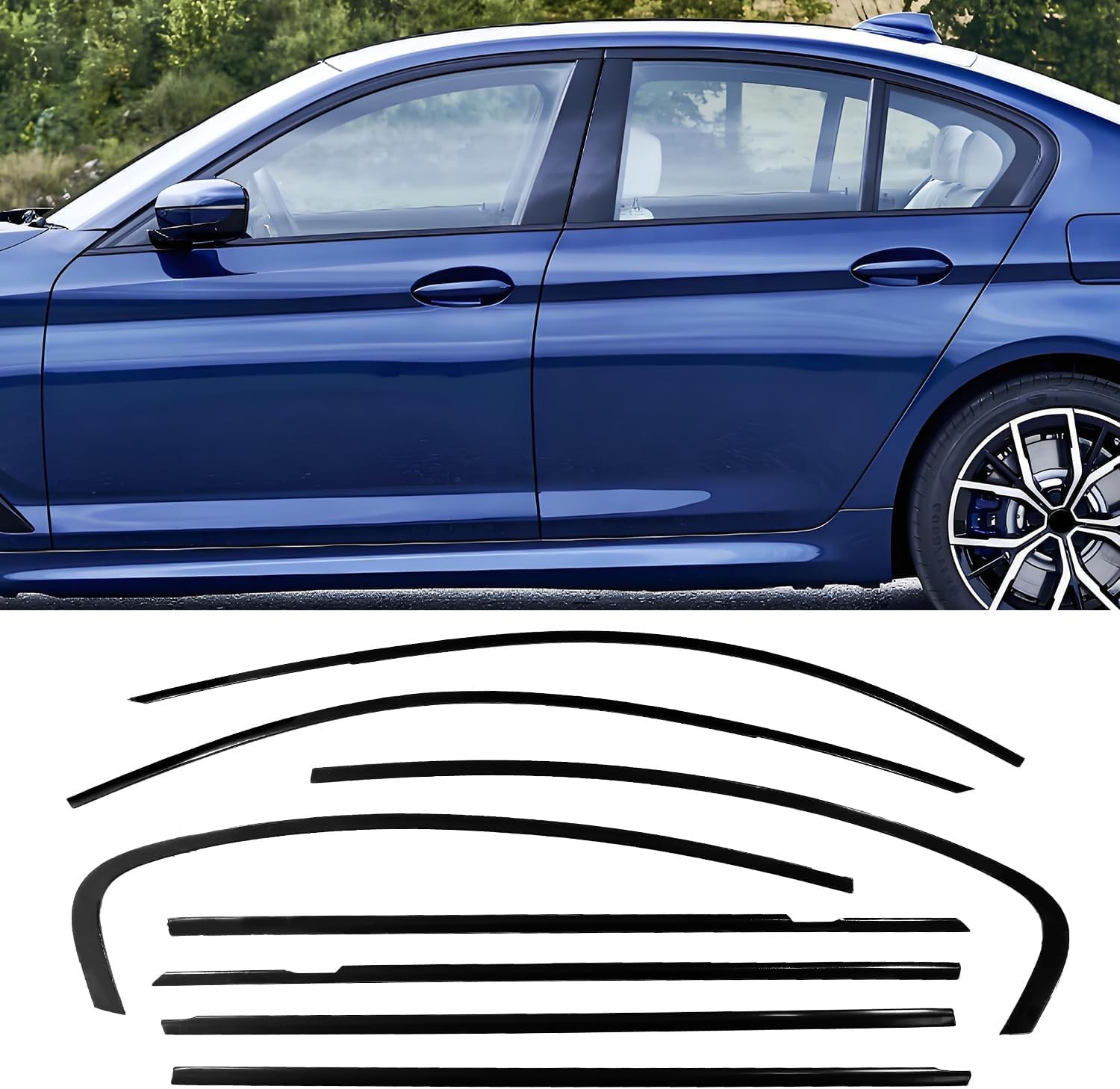 Black Window Trim for BMW G30 5 Series Window Chrome Delete Blackout Kit | for 。