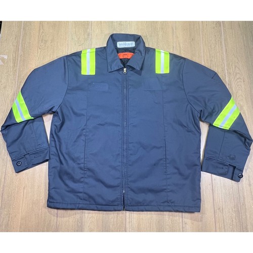 Cintas Mens Navy Hi-Vis Reflective Safety Work Jacket Quilted Lined Size L-RG