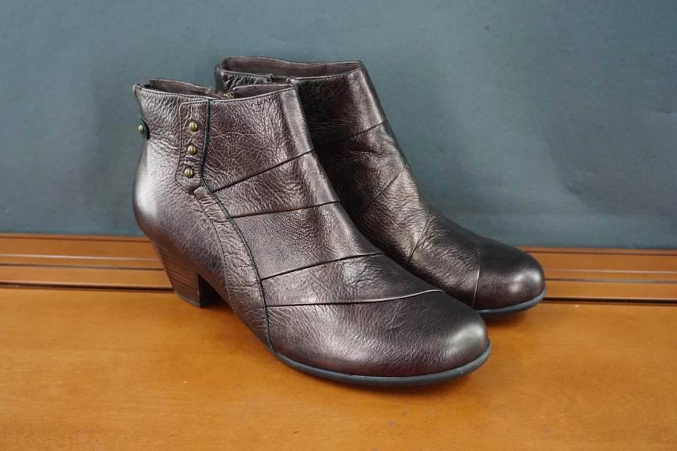 Earth Boots Mujer Talla 10 Bronce Hope Botines Cuero Cremallera Tacón Cómodo Foto 3 de 4