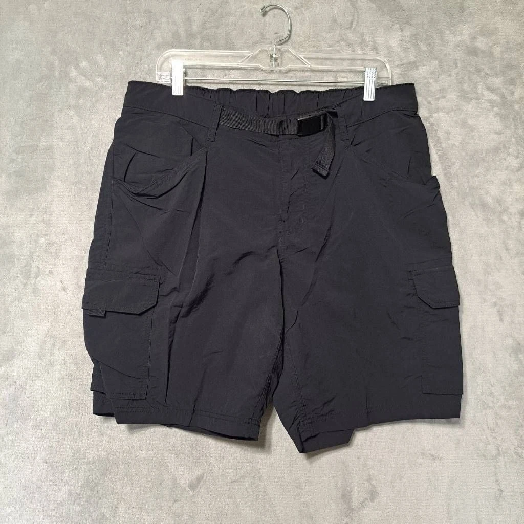 Lands End Medium 32-34 Cargo Shorts Black Adjustable Waist Utility