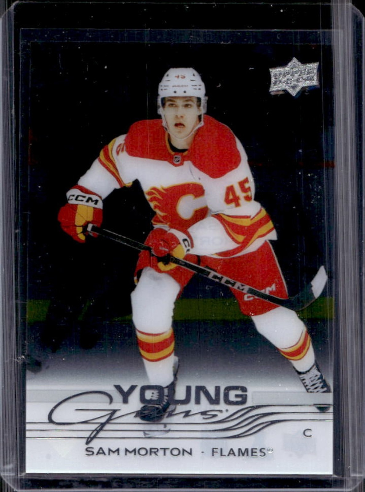 2025 Upper Deck Sam Morton Clear Cut Rookie Young Guns RC #215 Flames