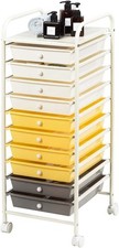 10 Drawer Rolling Storage Cart Scrapbook Paper Office School Organizer Beige
