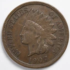 1907 Indian Head Penny Cent Extremely Fine (XF) Cleaned