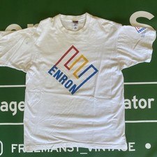 Vintage Enron Corporation Logo T-Shirt Mens Size L White Shirt
