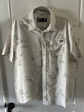 Salty crew men  s button-down beige shirt size L