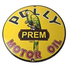 Vintage Polly Motor Oil Sign - Porcelain Premium Gasoline Pump Plate Sign