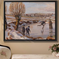 Winter Landscape Oil Painting Canvas Print Rustic Home Decor Framed Artwork