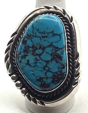 Vintage Southwestern Sterling Silver Freeform Turquoise Ring Size 9