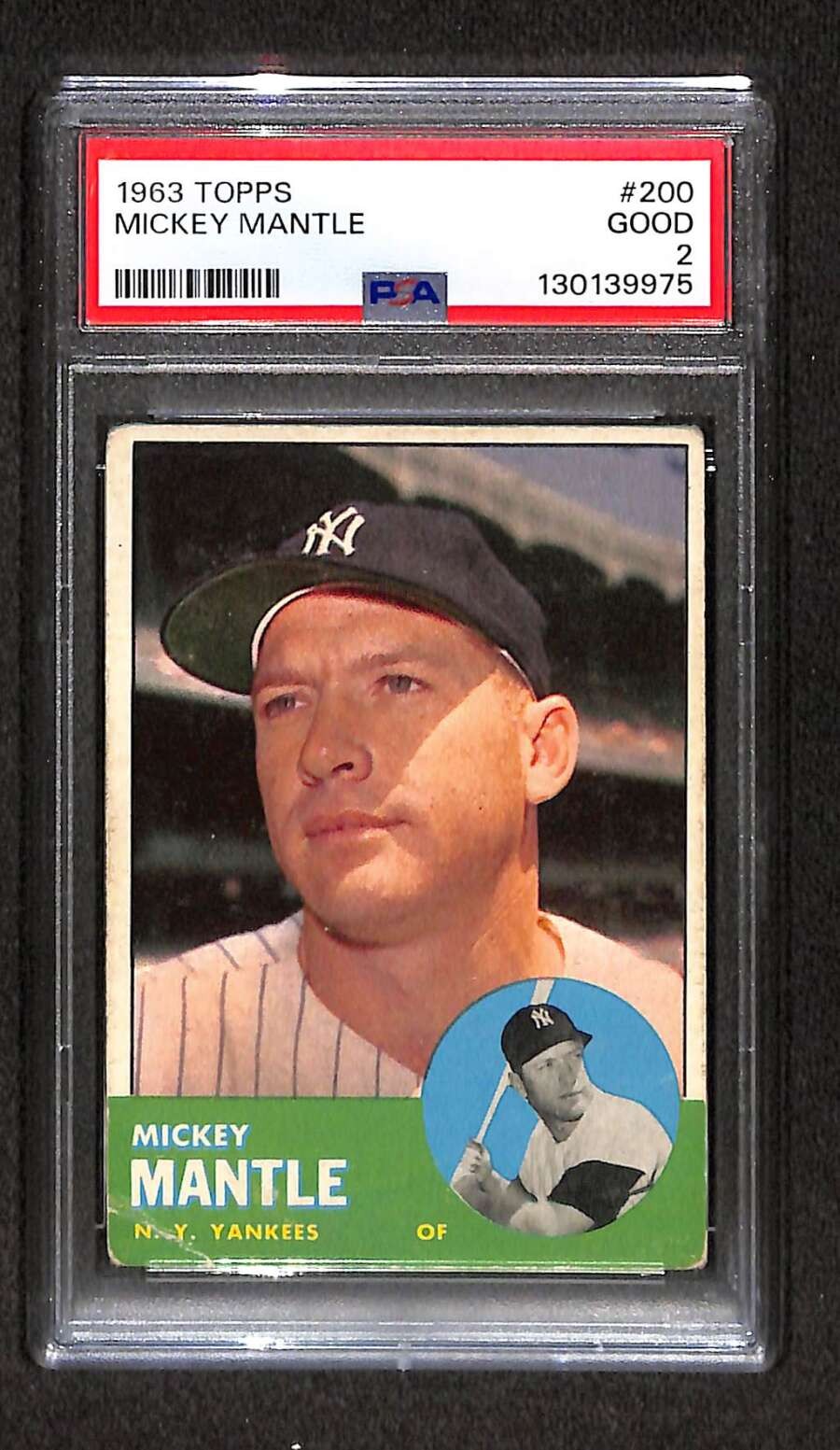 1963 Topps #200 Mickey Mantle HOF  PSA 2 GOOD C105585