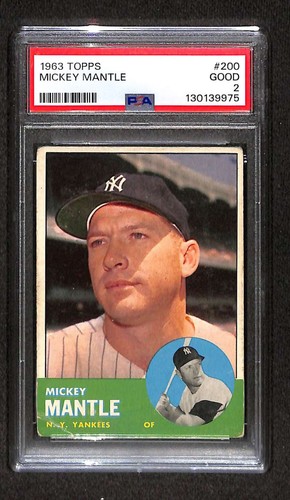 1963 Topps #200 Mickey Mantle HOF  PSA 2 GOOD C105585