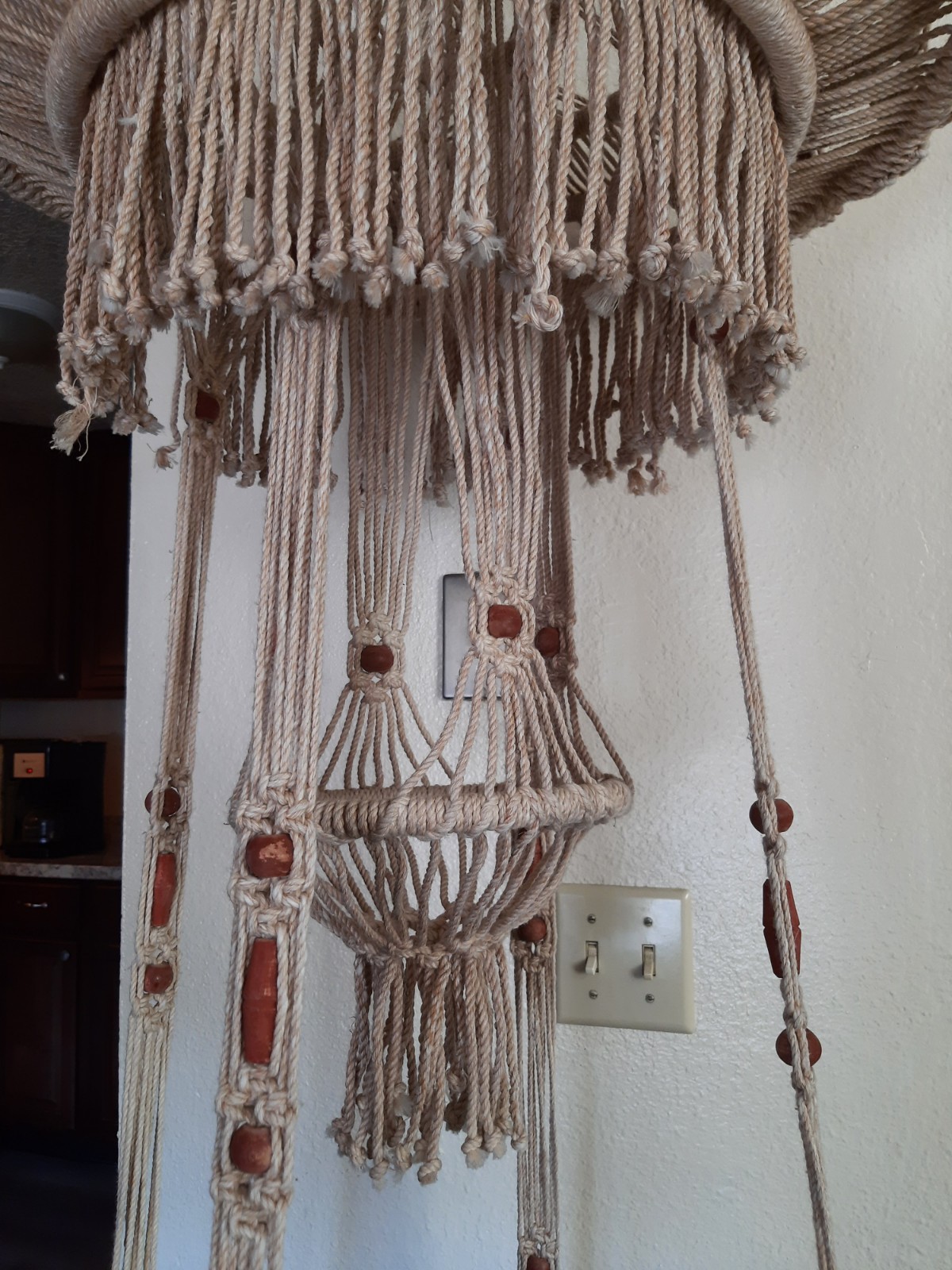 Vintage 70's HUGE Macrame Hanging Table & Plant Hanger Retro Boho Decor 96"x24"