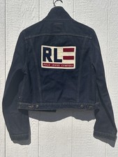 Ralph Lauren Polo Jeans Co. Youth Unisex Denim Jacket Flag Logo Large
