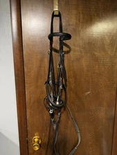 Courbette Dressage Snaffle Bridle, F/S, Black Flash Extra Brow Band Green White