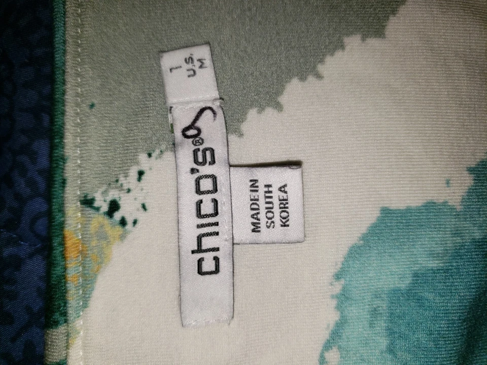 Chico’s Women’s Abstract Print Top Size 1 (M) 3/4 Sleeve Knit Artsy - Image 3 of 3