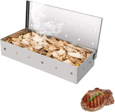 Räucherbox, Edelstahl BBQ Grill Smoker Box für Smoker, Holzkohle und Gasgrills