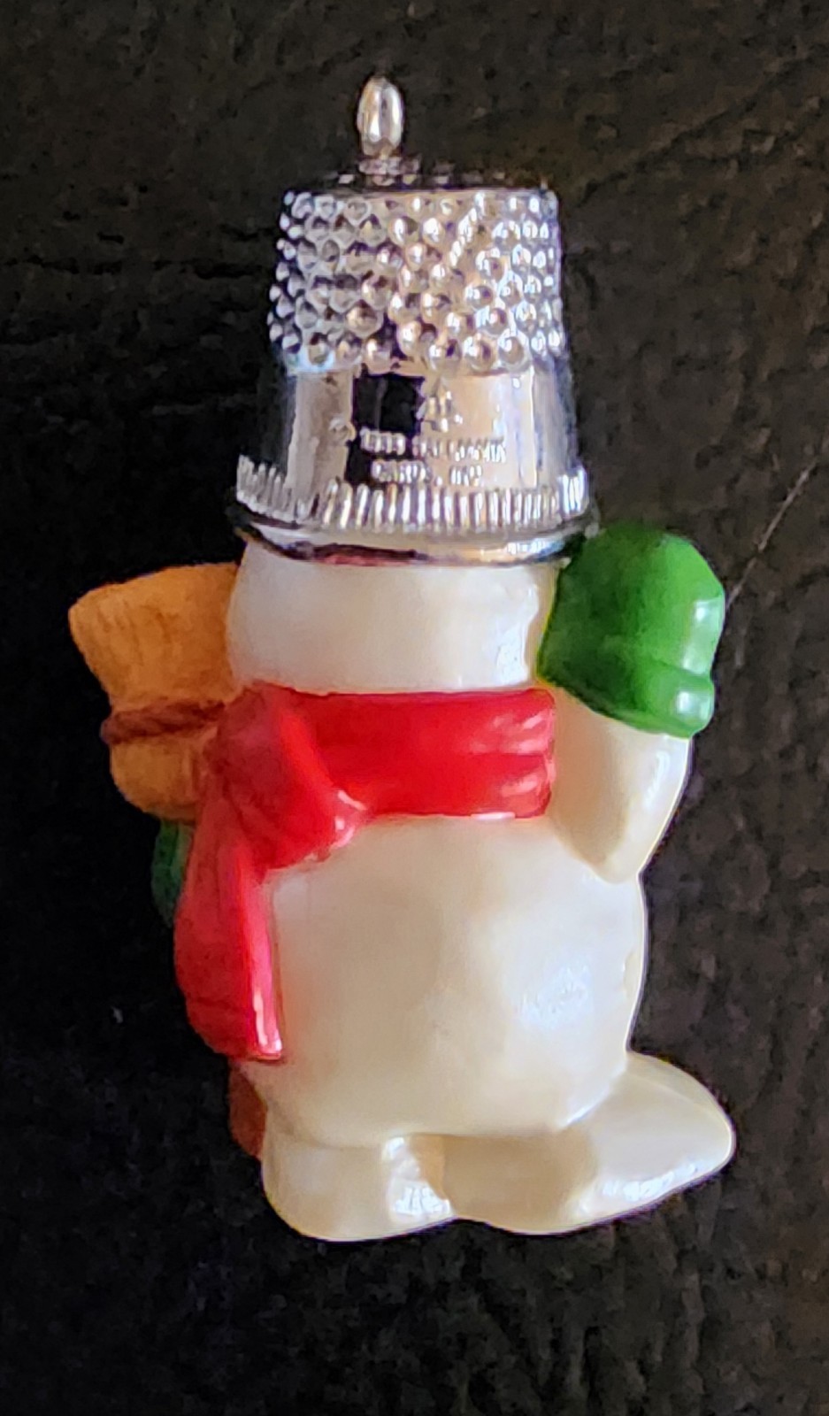 Vintage Lot (4) Snowman Ornaments Glass Acrylic Porcelain Tin Snowmen Christmas 