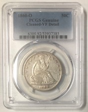 1860 O Seated Liberty Half Dollar 50C PCGS (VF Detail) Sweet White & Lusterous.