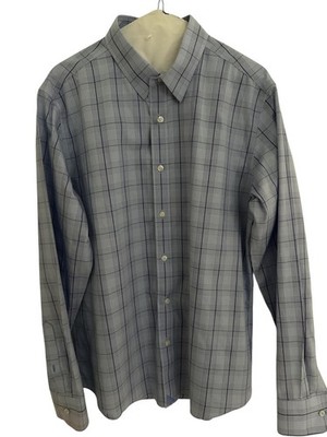 Untuck it Men's Large Slim Fit Cotton Button Down Blue - Long Sleeve-NWOT