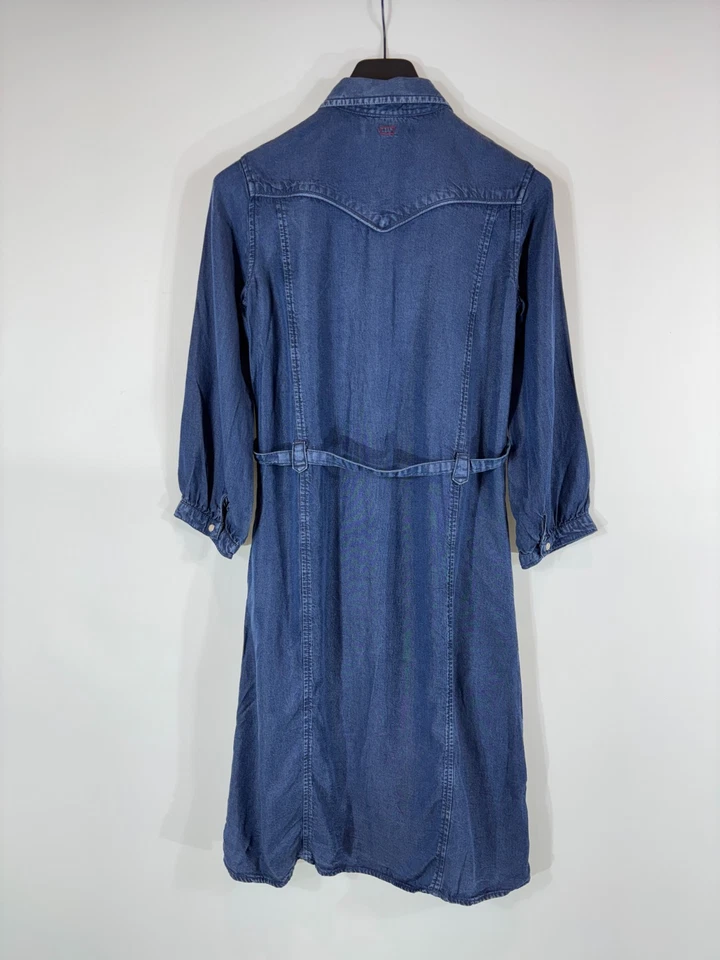 LEVI'S Icons Reinvented Dress Femme XS Denim Ceinturé Boutons Snap Short - Photo 2/4