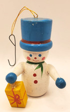 Snowman Ornament Christmas Wooden Hand Painted Handmade