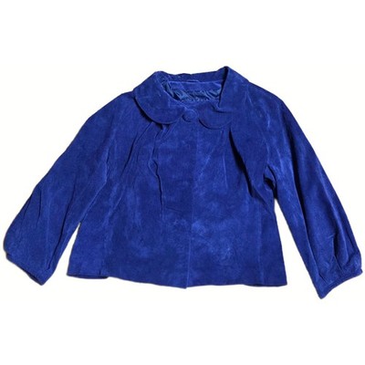 LAL Live a Little Suede Cropped Jacket Women's Size L Violet Peter Pan Collar