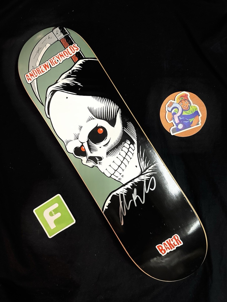 RARE SIGNED Andrew Reynolds Grim Reaper Baker Skateboard Deck