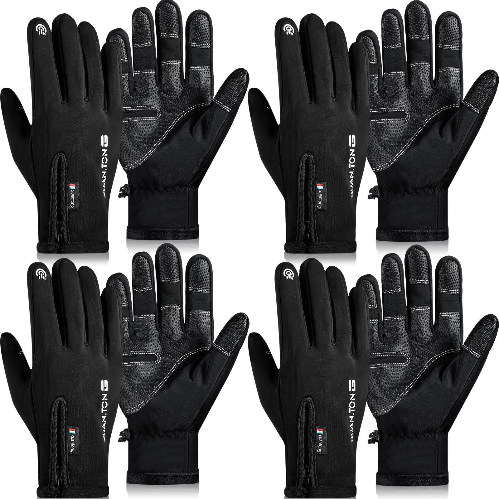 4 Pairs Winter Gloves for Men Women Waterproof Snow Gloves Warm Touchscreen G...