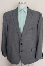 RALPH LAUREN Mens 54R Houndstooth Gray 100 Wool Blazer Sport Coat Suit Jacket