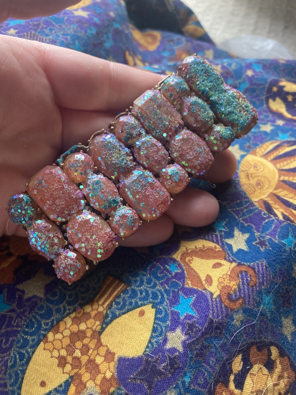Glitter Stretchy Rainbow Braclet Sparkle Bling Ha… - image 2
