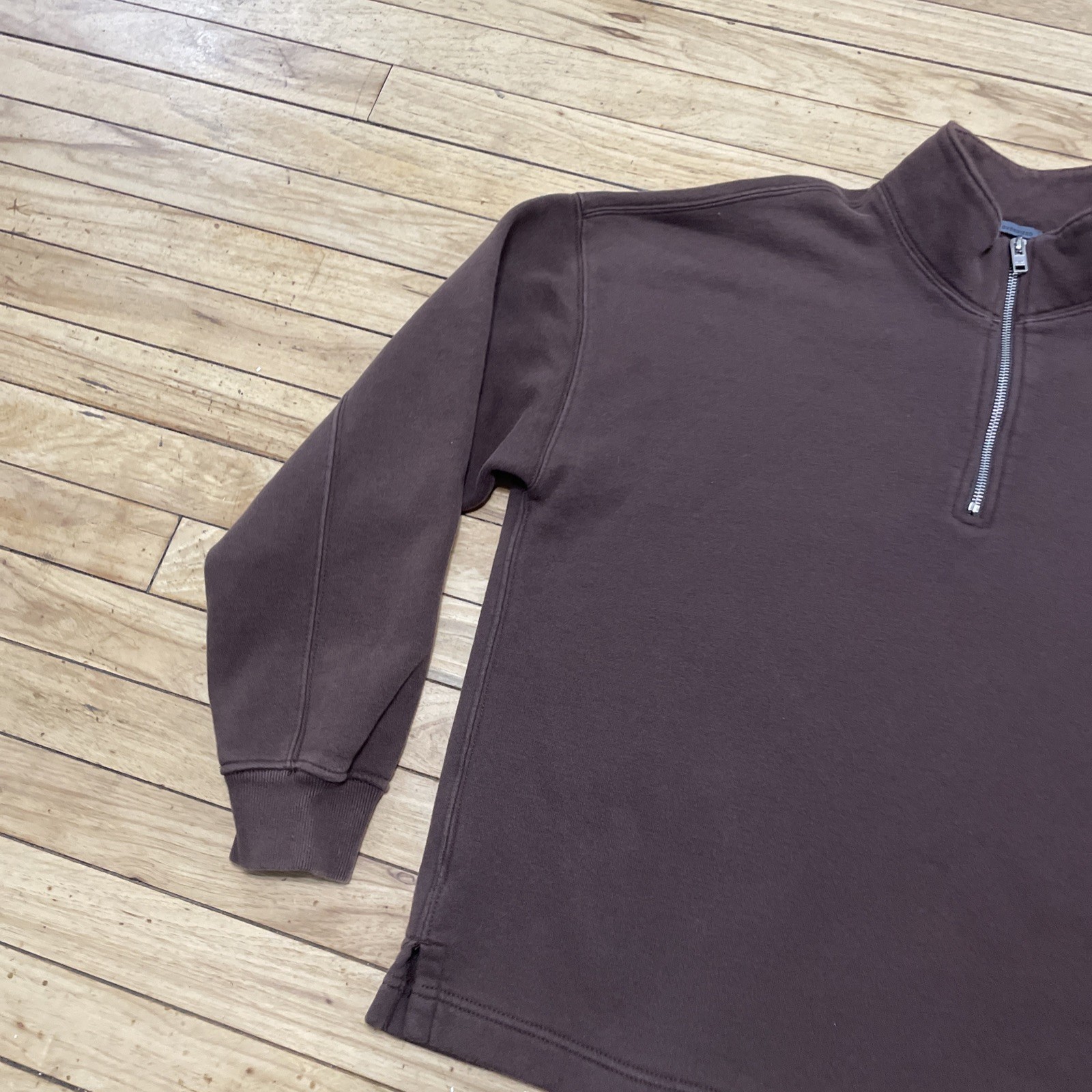 Abercrombie & Fitch 1/4 Zip Pullover Men S Oversized Brown Soft A&F Essentials thumbnail 17