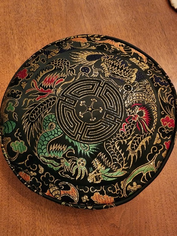 ANTIQUE CHINESE SILK PILLOW-GOOD FORTUNE DRAGONS