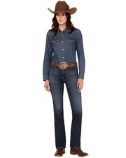 Wrangler Women's Lacey Dark Wash Bespoke High Rise Bootcut Stretch Denim Jeans