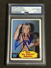 GREG VALENTINE 1985 TOPPS WWF SIGNED AUTOGRAPHED CARD PSA/DNA CERTIFIED