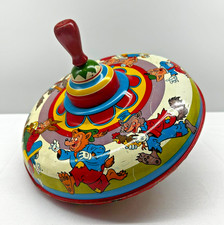 Vintage Ohio Art Co Metal Tin Litho Chimes Spinning Top Three Little Pigs Wolf