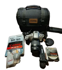 Canon EOS 2000 / Rebel 2000 DSLR Camera, Lens, Film, Bag, Instruction Manual Lot
