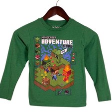 Boys or Girls XS Mojang Studio Minecraft Long Sleeve Green Tee 2022