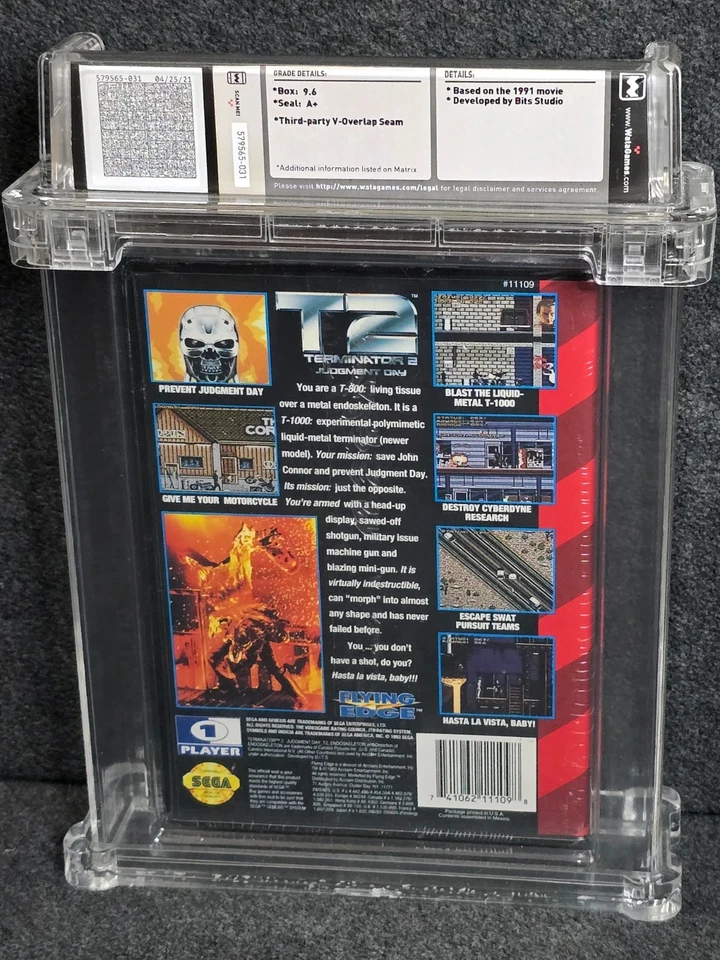 Sega Genesis TERMINATOR 2 Wata 9.6 A+ NEW Factory Sealed T2 VGA Arnold Top Pop - Image 2 of 2