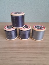500yds Large Dewhurst Sylko Vintage Plastic Reel Bobbin Navy, Silver Pine Cotton