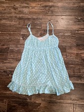 Victoria's Secret Angels Y2K RARE Polka Dot Babydoll Chemise Blue Ruffle Size L