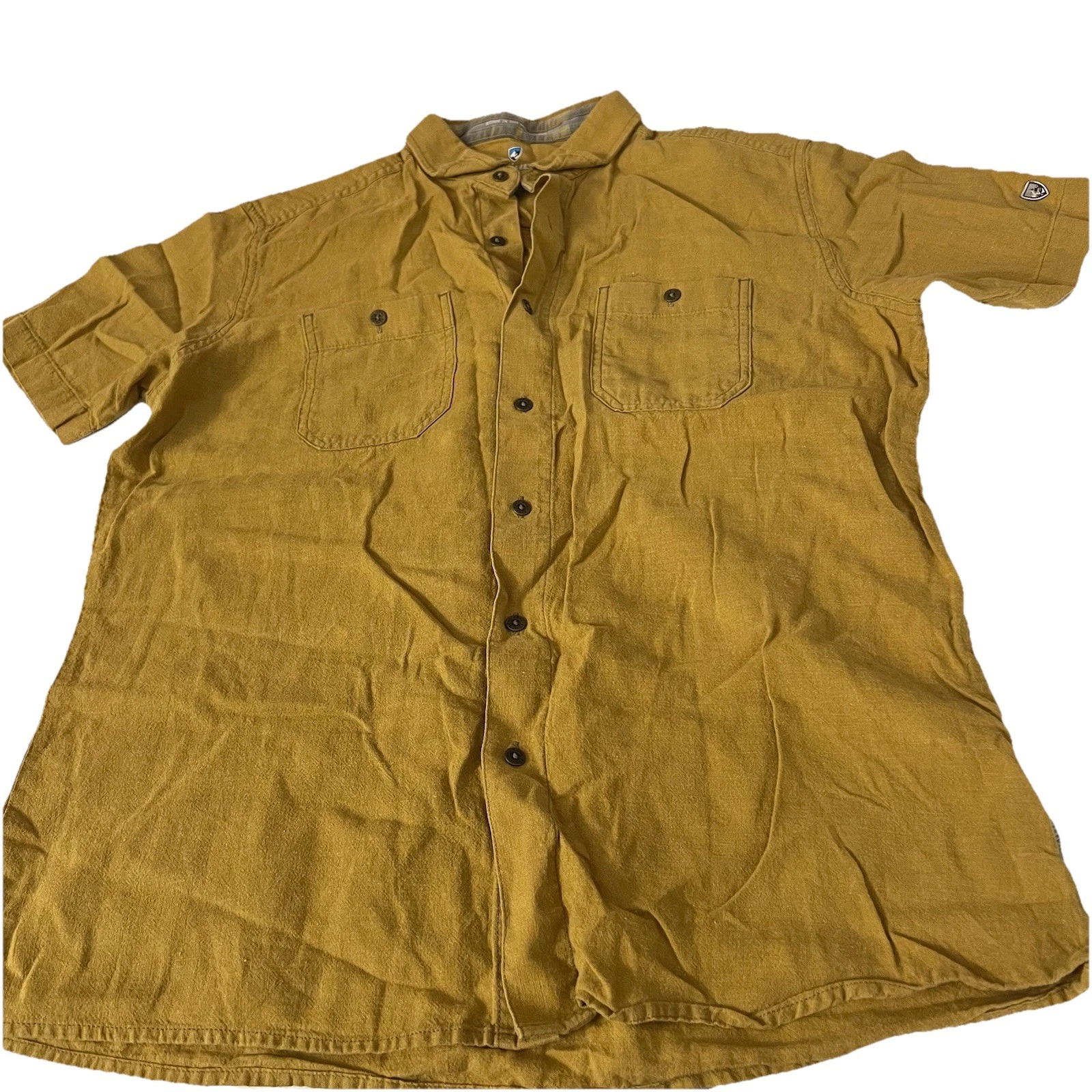 Kuhl Men's M Cotton Linen Short Sleeve Shirt Button Up Large Breathable