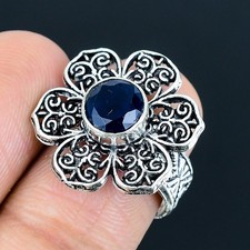 London Blue Topaz Gemstone Handmade 925 Sterling Silver Jewelry Ring Size 6.5