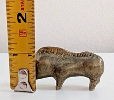 Wild pig boar figurine metal brass mini razorback hog small 2” long statue