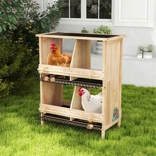  Chicken Coop Outdoor with Wheels Mobile Hen House Wooden Poultry Cage Enclosure