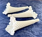 Fenton Epergne Horns (3) White Milk Glass Hobnail 5.5" Vintage