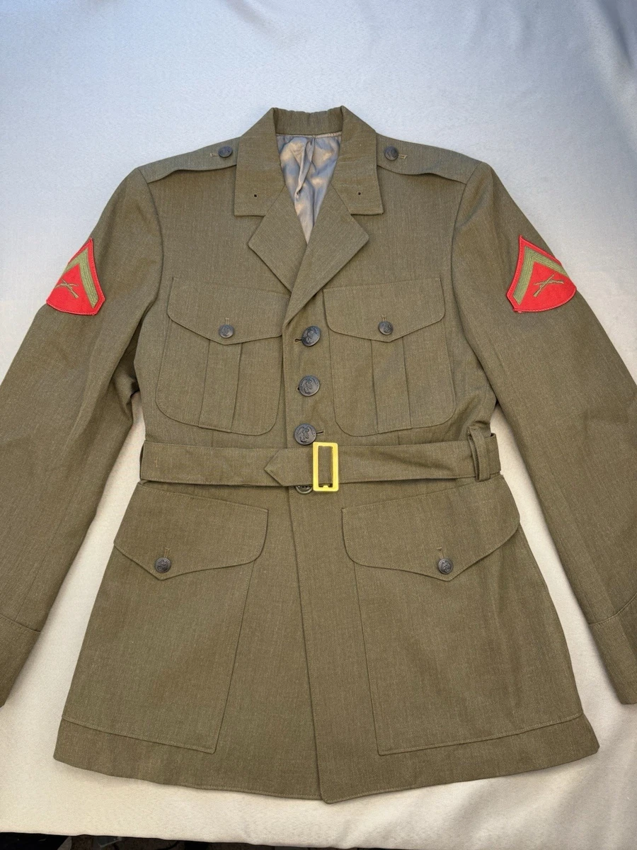 usmc dress green uniform U.S. Marine Corps Dress Green Uniform 1970s Vintage Jacket Shirt Pants Excellent