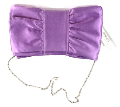 Jo Mercer Beauty Purple Satin Bow Purse Evening Bag with Silver Chain Brand New