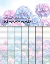 Hydrangea Wide Ruled Colored Paper Notebook: Decorative Blank Lined Journal With